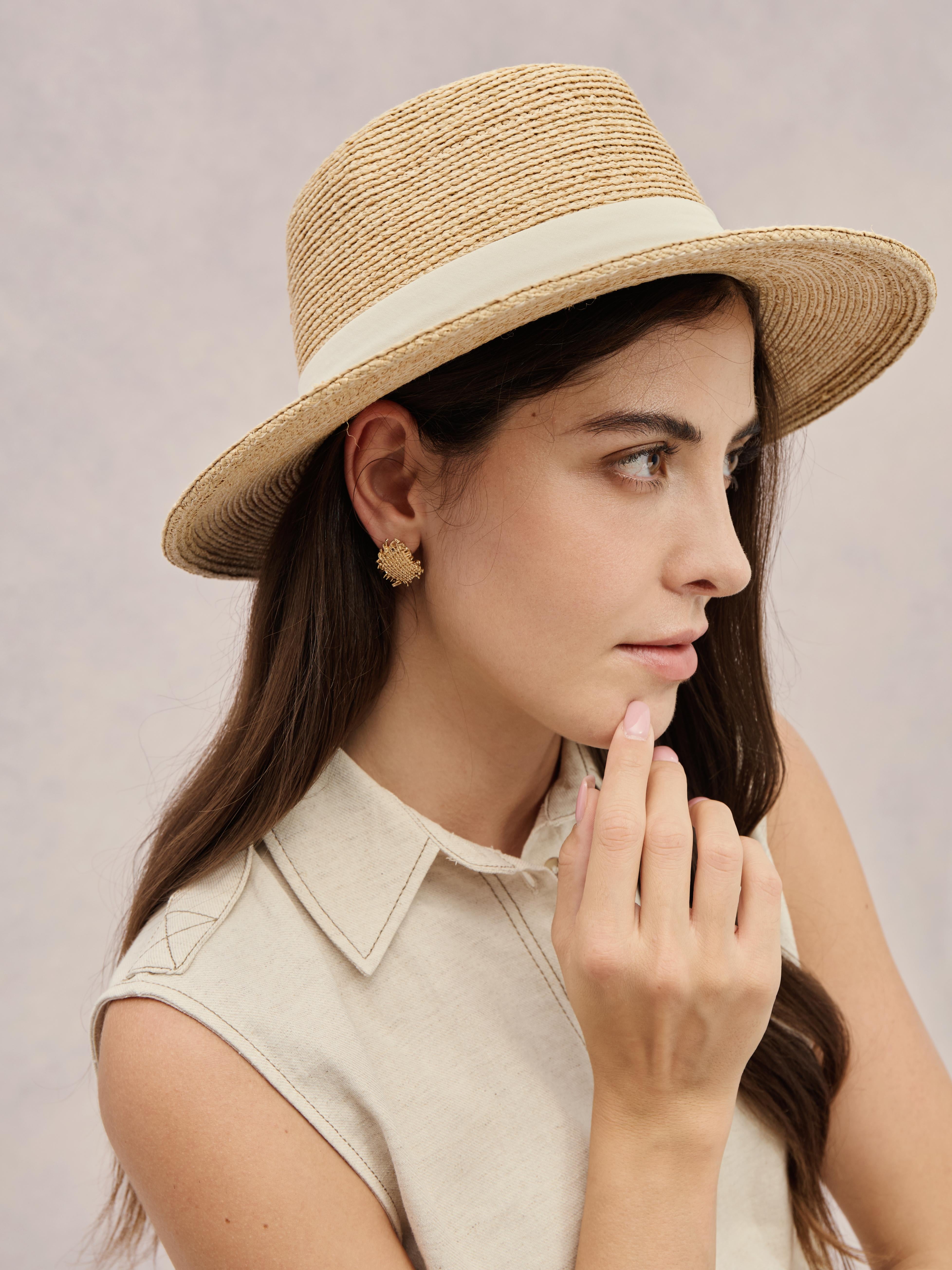Club Hapuna Ponza — ivory Madagascar raffia fedora with band wrap