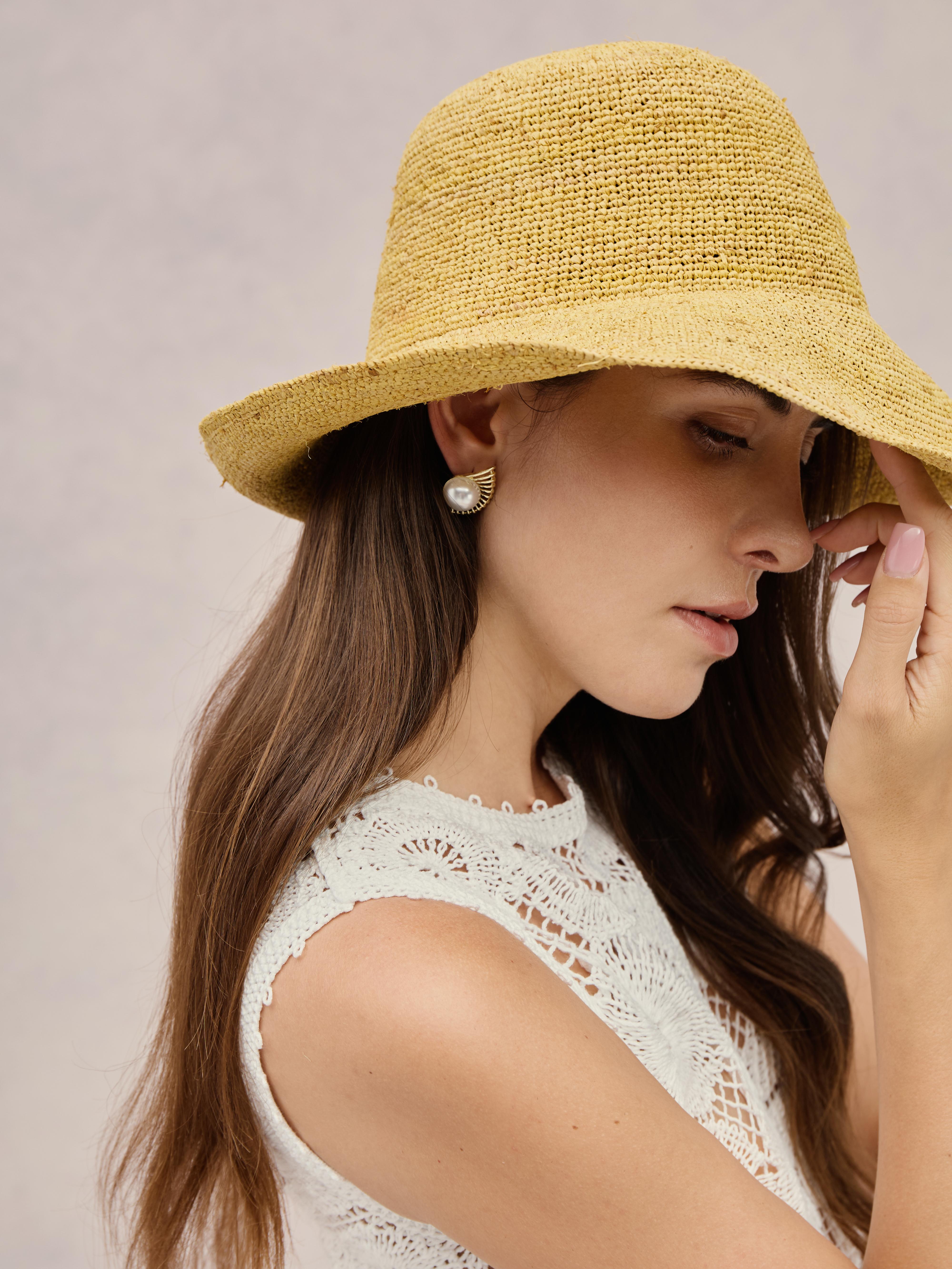 Azores honey raffia cloche hat — packable, elegant | Club Hapuna