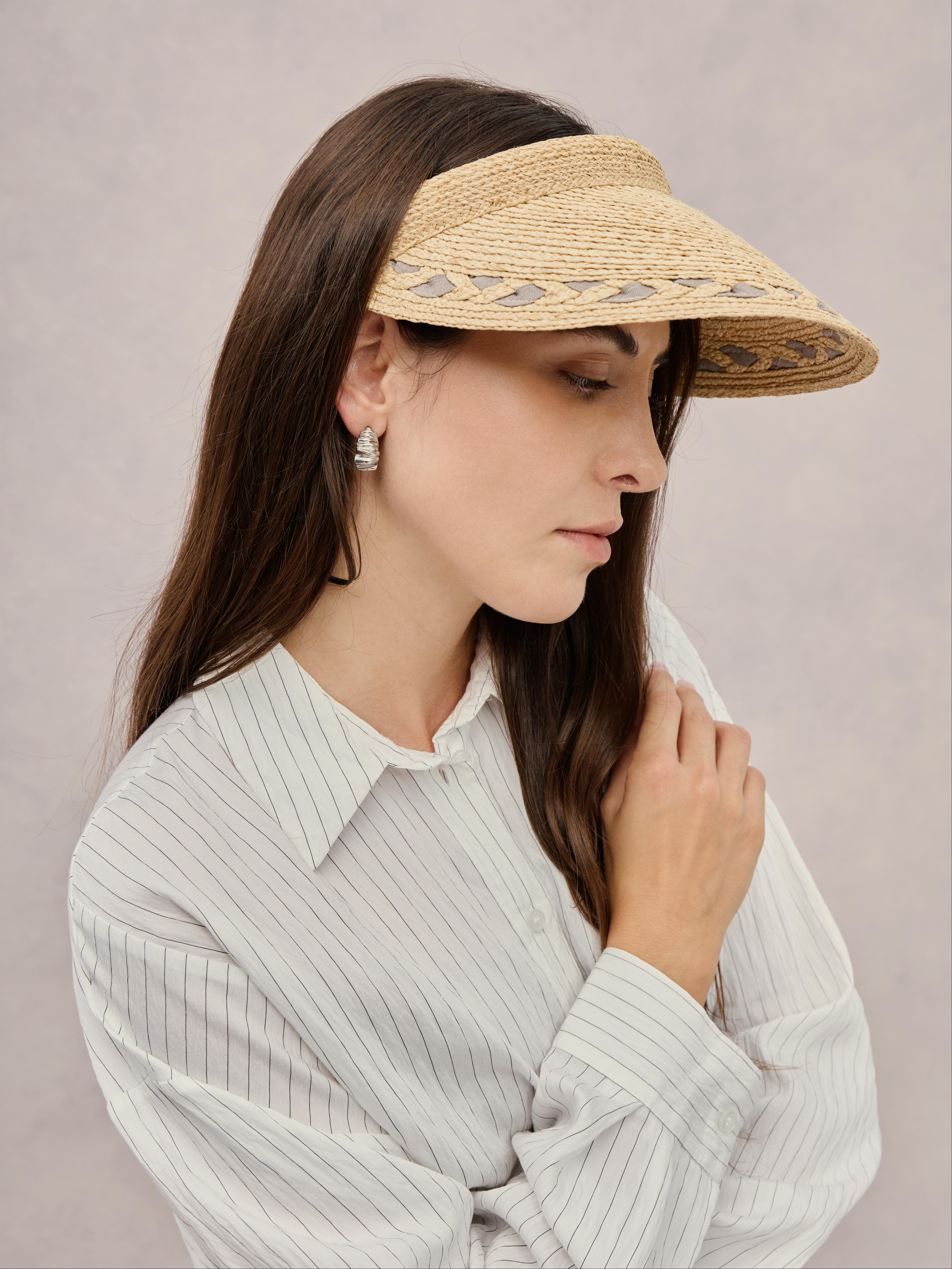 Malta by Club Hapuna — grey Madagascar raffia sporty visor
