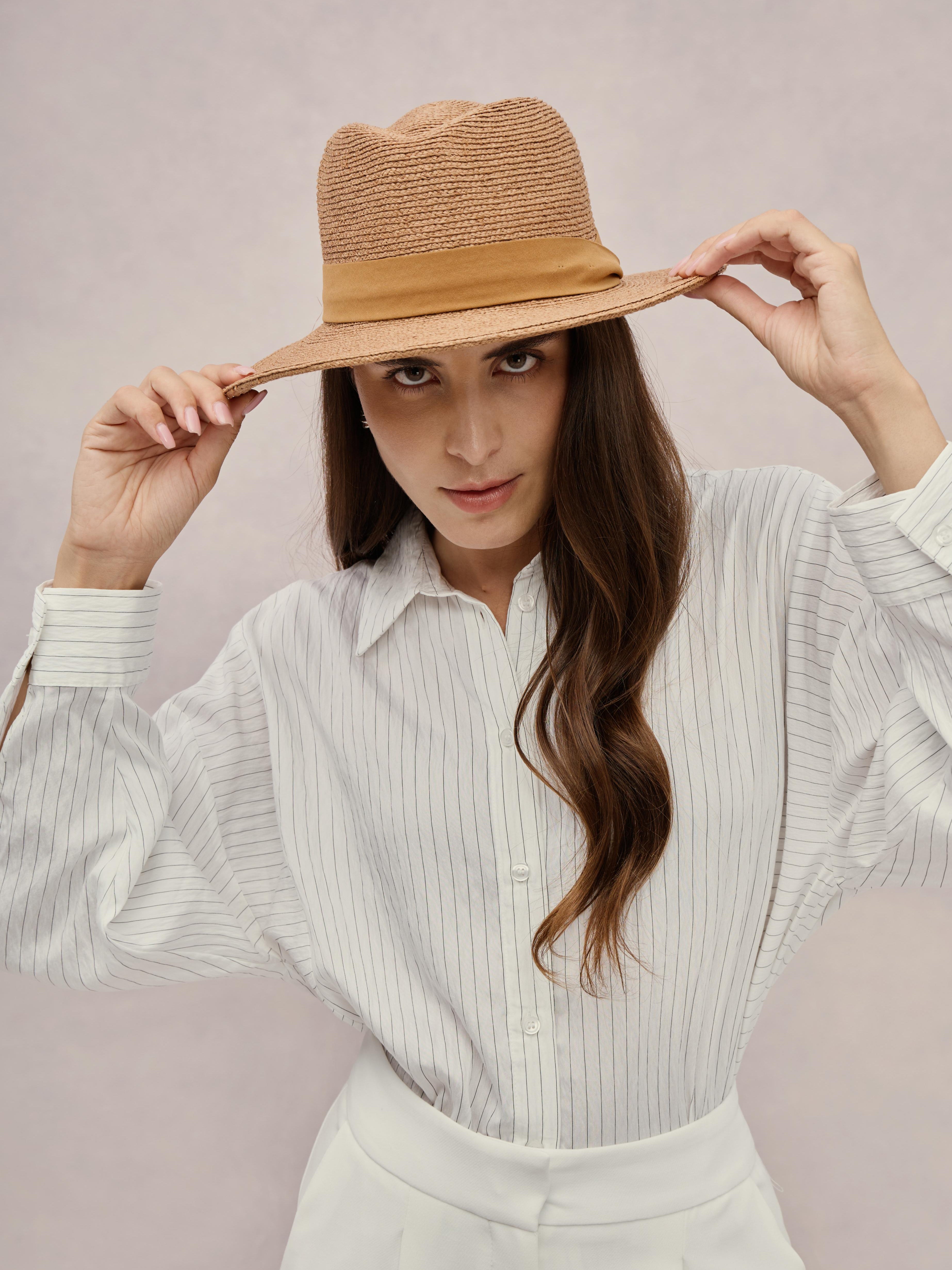 Handcrafted tan Madagascar raffia fedora — Ponza | Club Hapuna