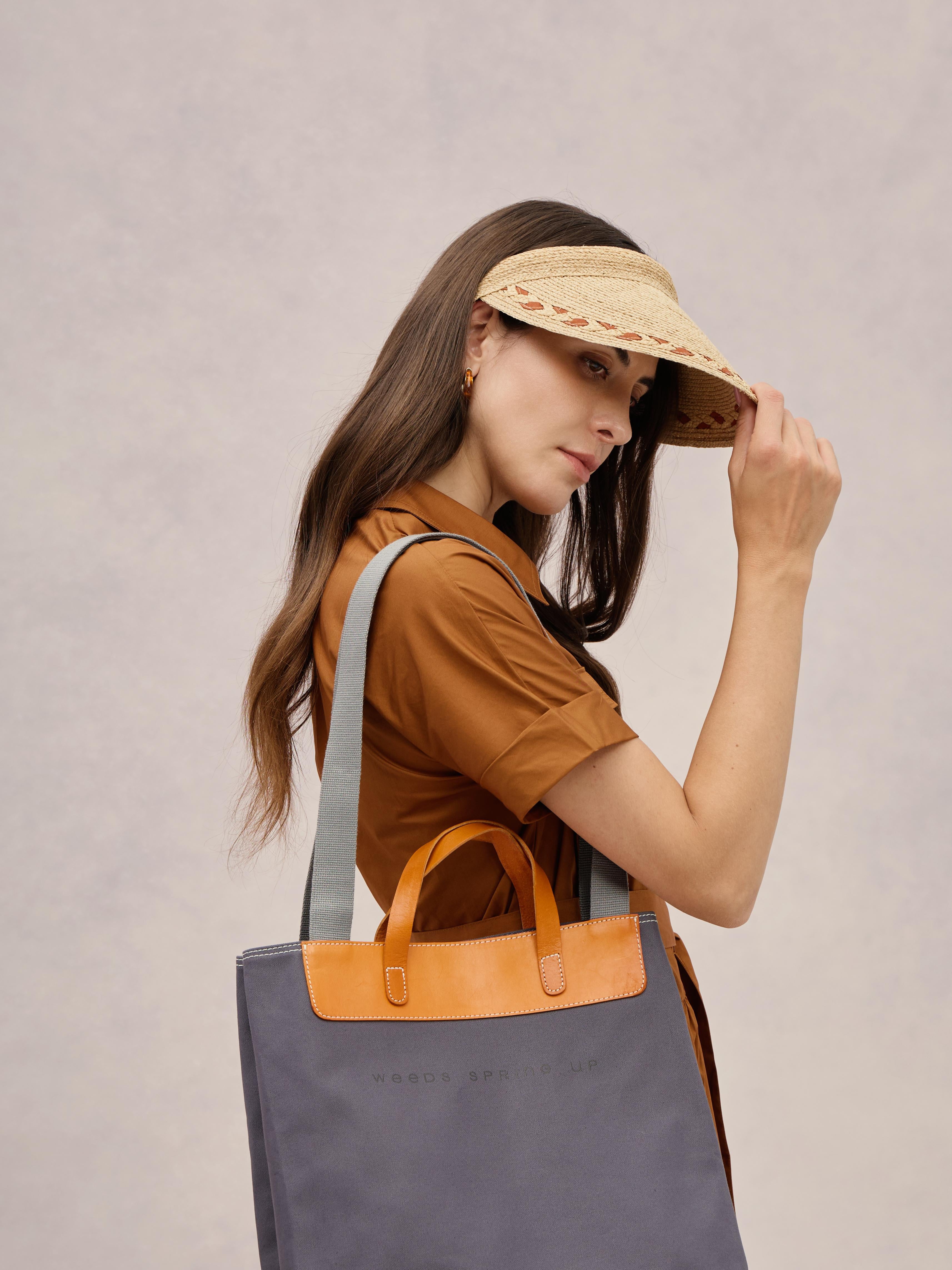 Malta brownish raffia visor — extended brim resort style | Club Hapuna