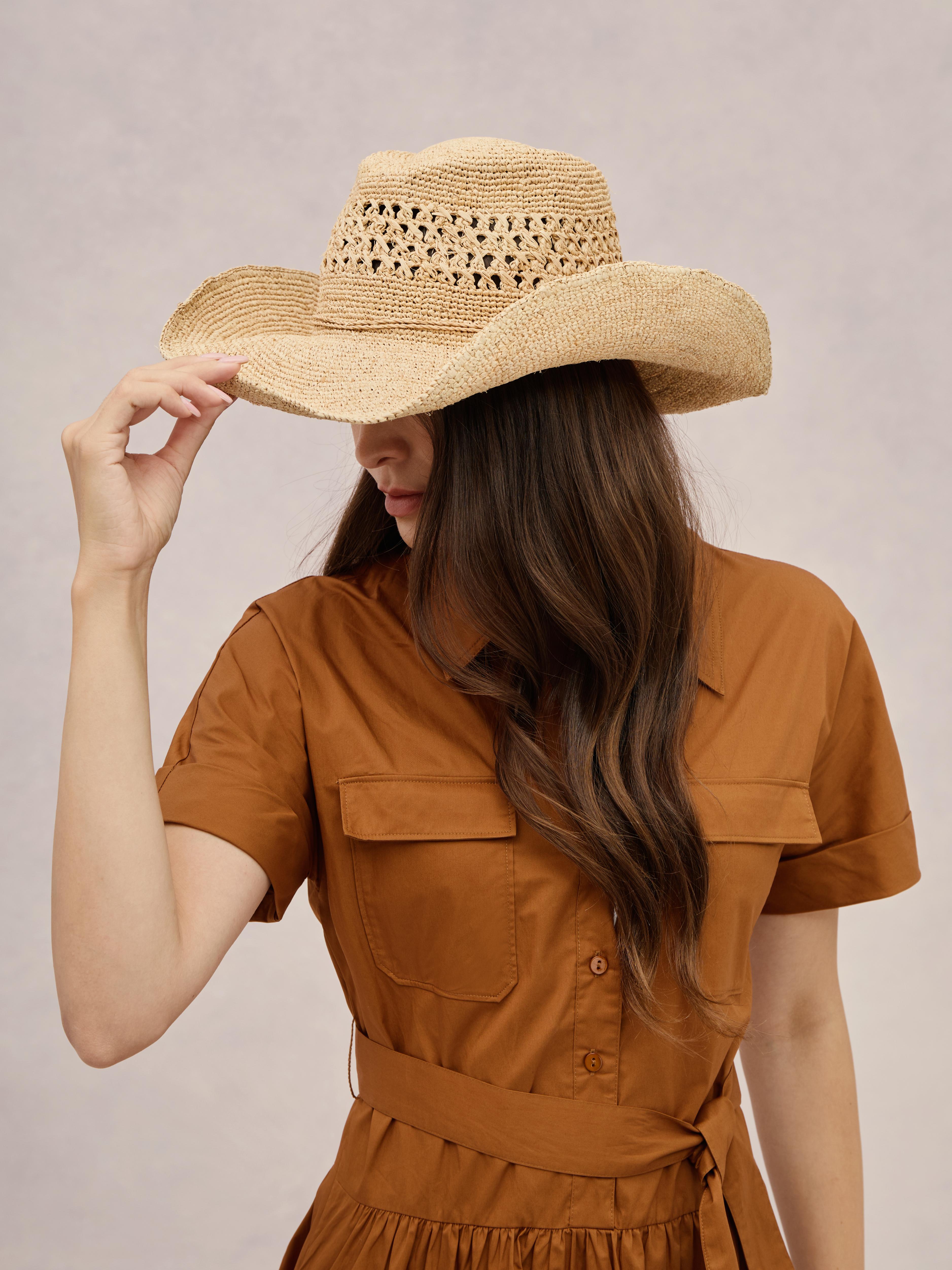 Club Hapuna Mafia — Madagascar raffia western hat mouldable brim