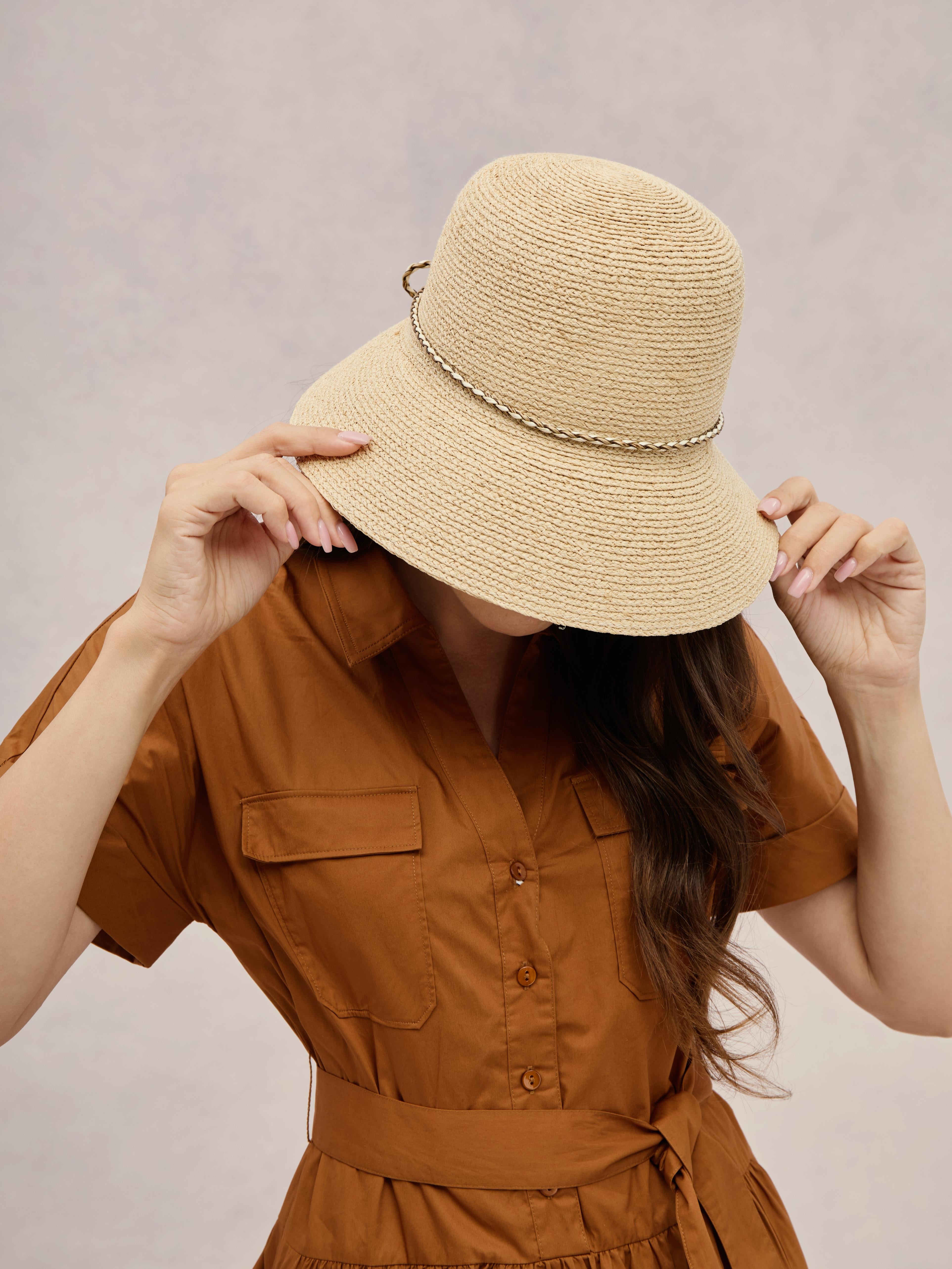 Crete raffia hat — slim braided trim, packable | Club Hapuna