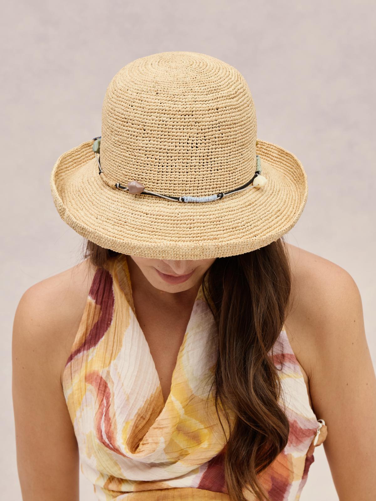 Handcrafted blue Madagascar raffia sun hat — Amalfi | Club Hapuna