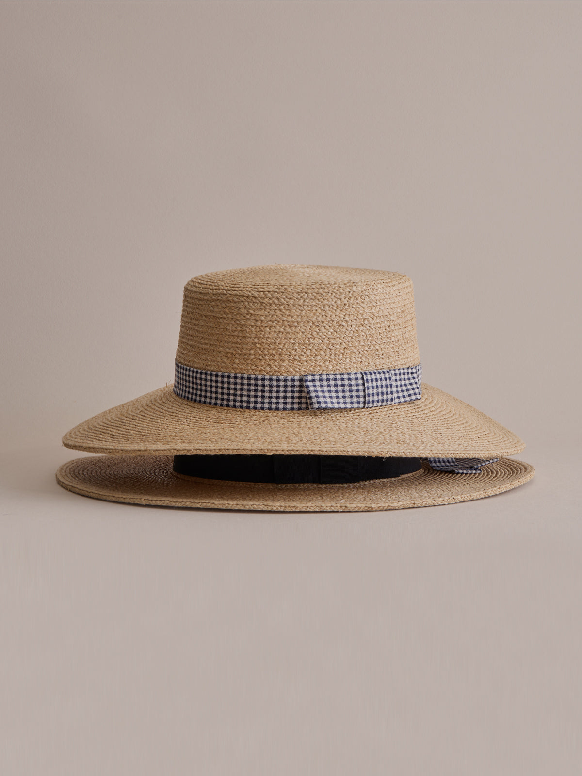Comino by Club Hapuna — gingham ribbon tie Madagascar raffia boater
