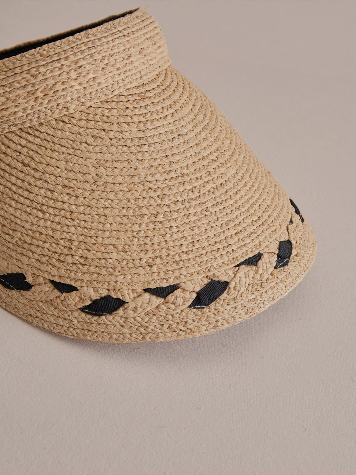 Malta by Club Hapuna — black Madagascar raffia slide-on visor