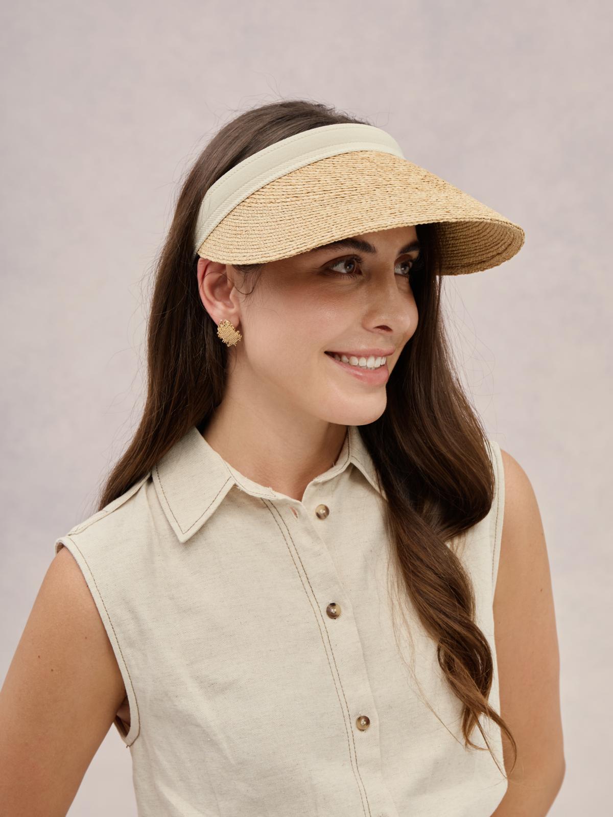 Club Hapuna Isla — ivory Madagascar raffia slide-on visor