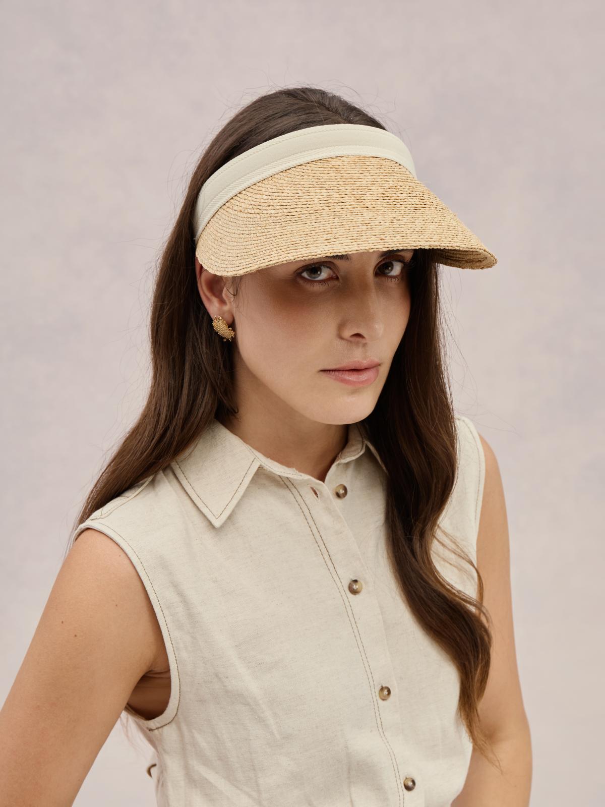 Isla ivory raffia visor hat — extended brim, sun protection | Club Hapuna