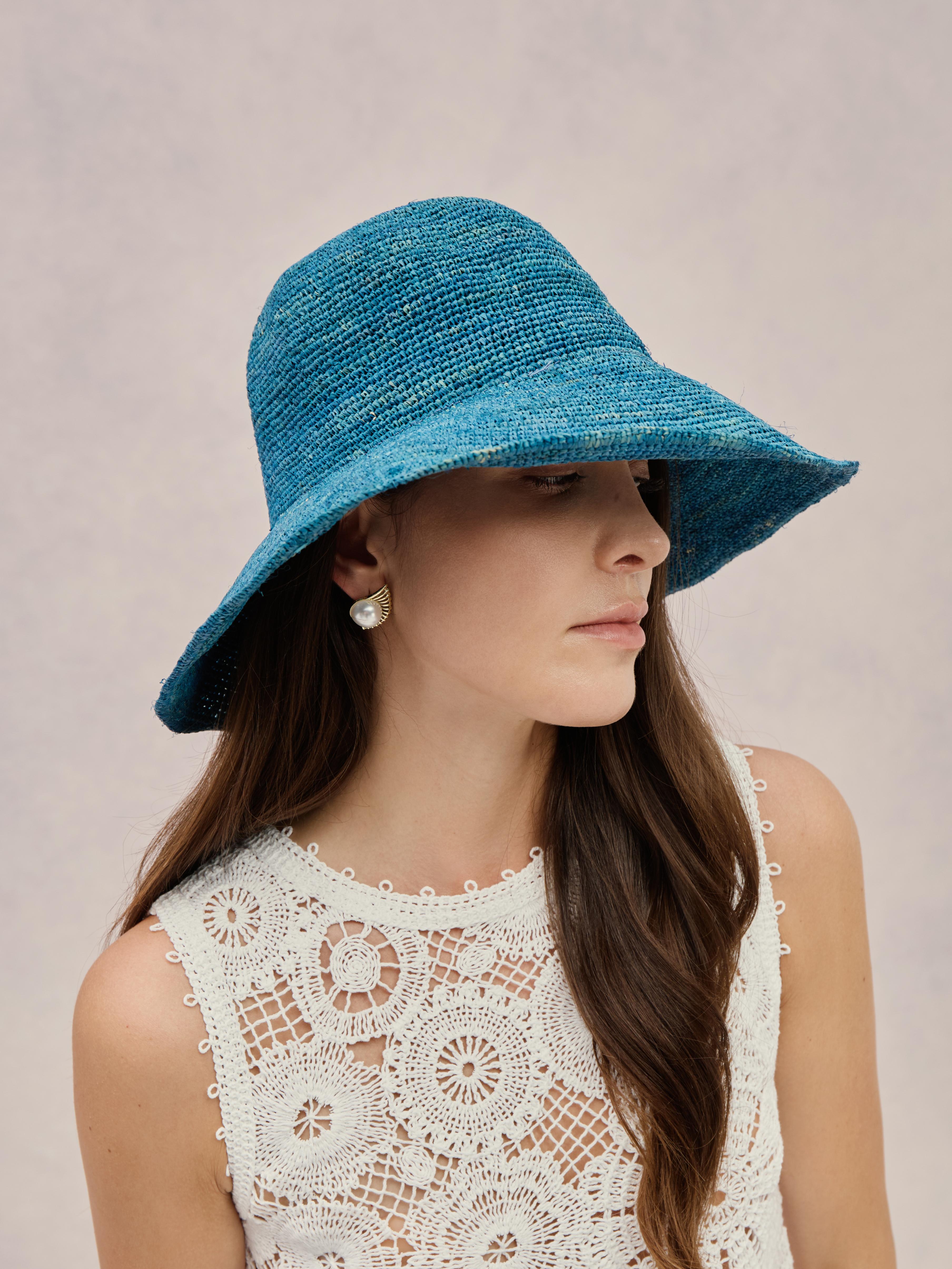Azores lagoon raffia cloche — packable, cool tone | Club Hapuna