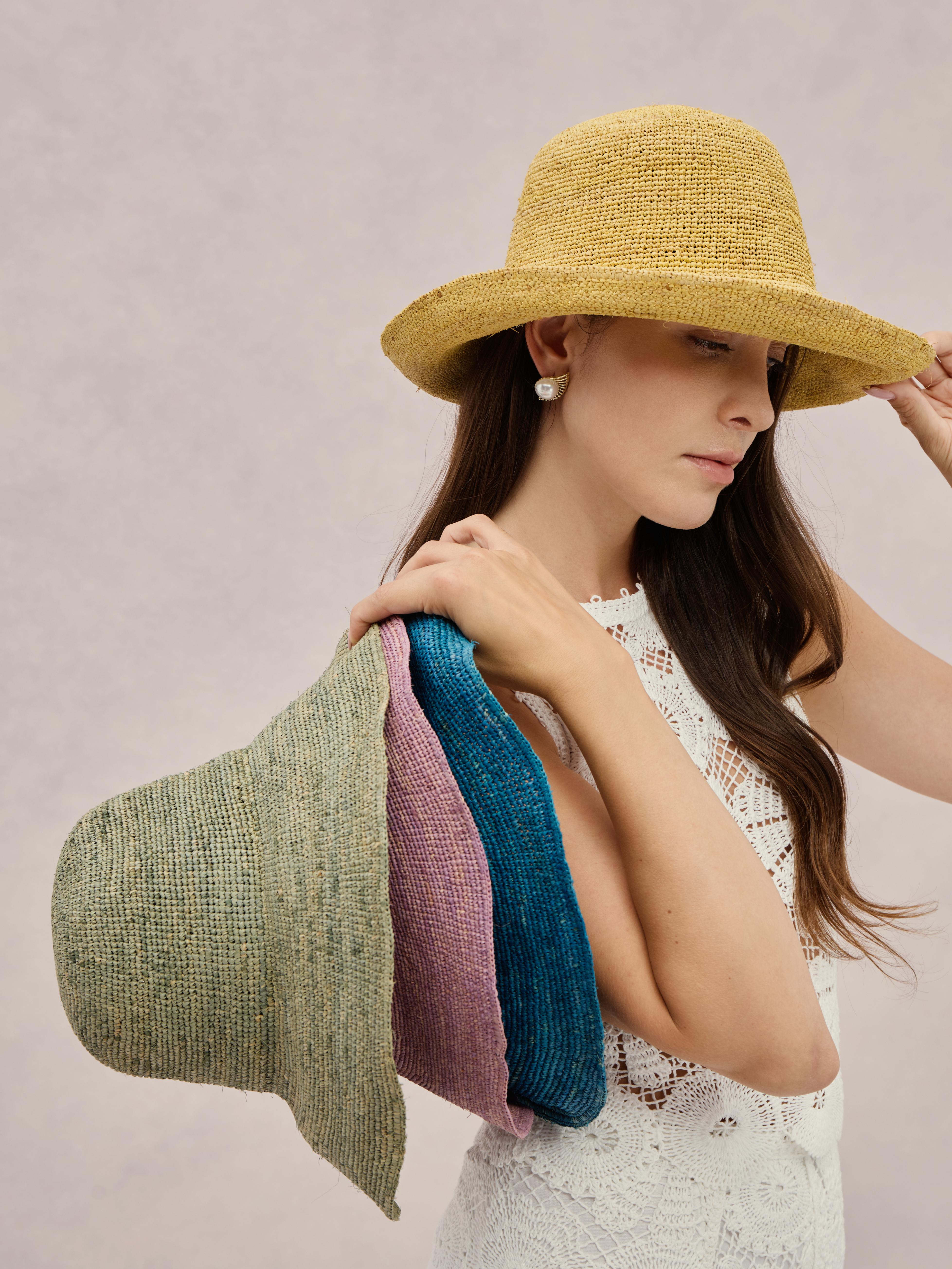 Handcrafted honey Madagascar raffia cloche hat — Azores | Club Hapuna