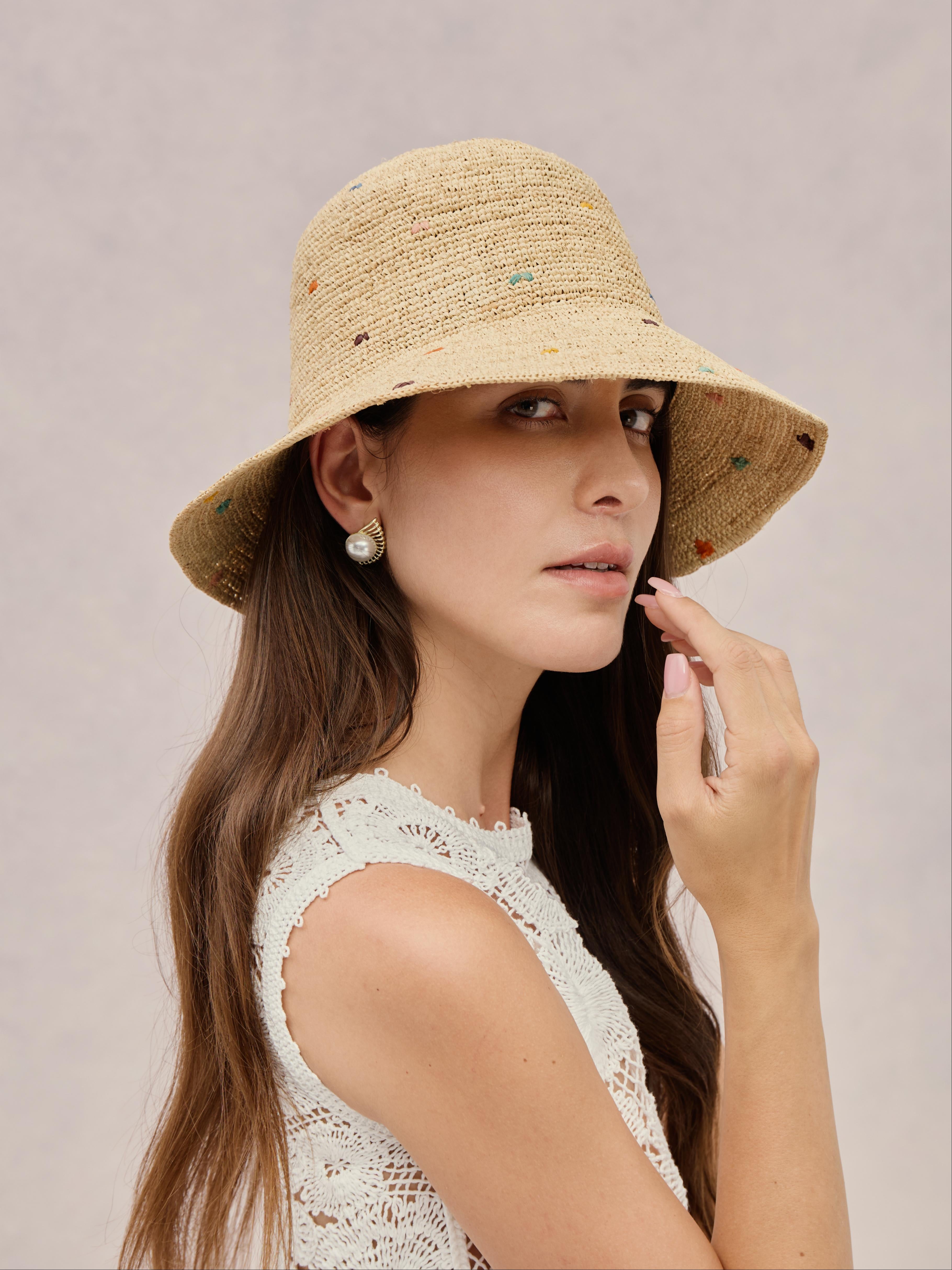 Jeju by Club Hapuna — Madagascar raffia bucket hat with colorful trim