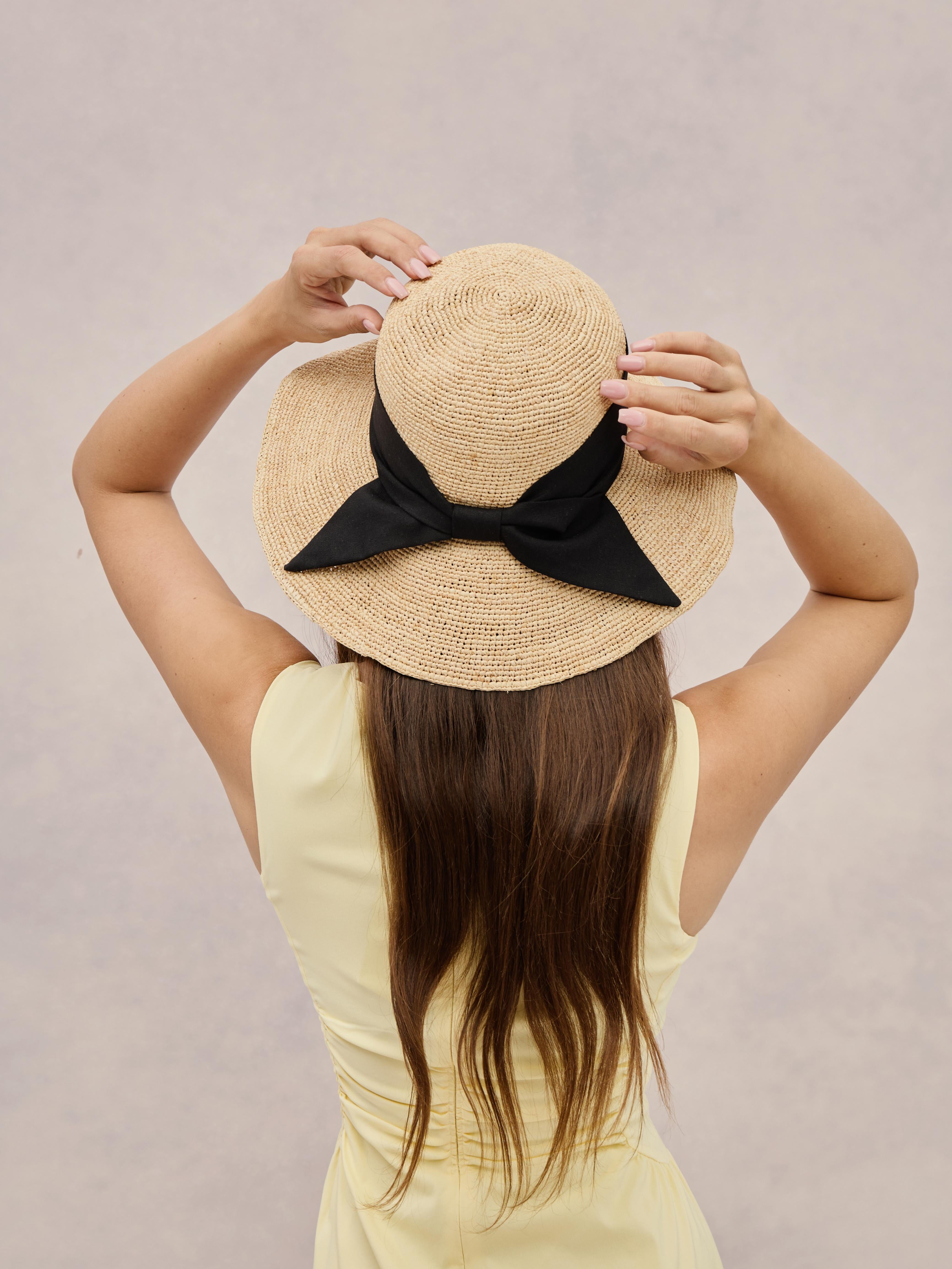 Maya black natural raffia sun hat — handcrafted | Club Hapuna