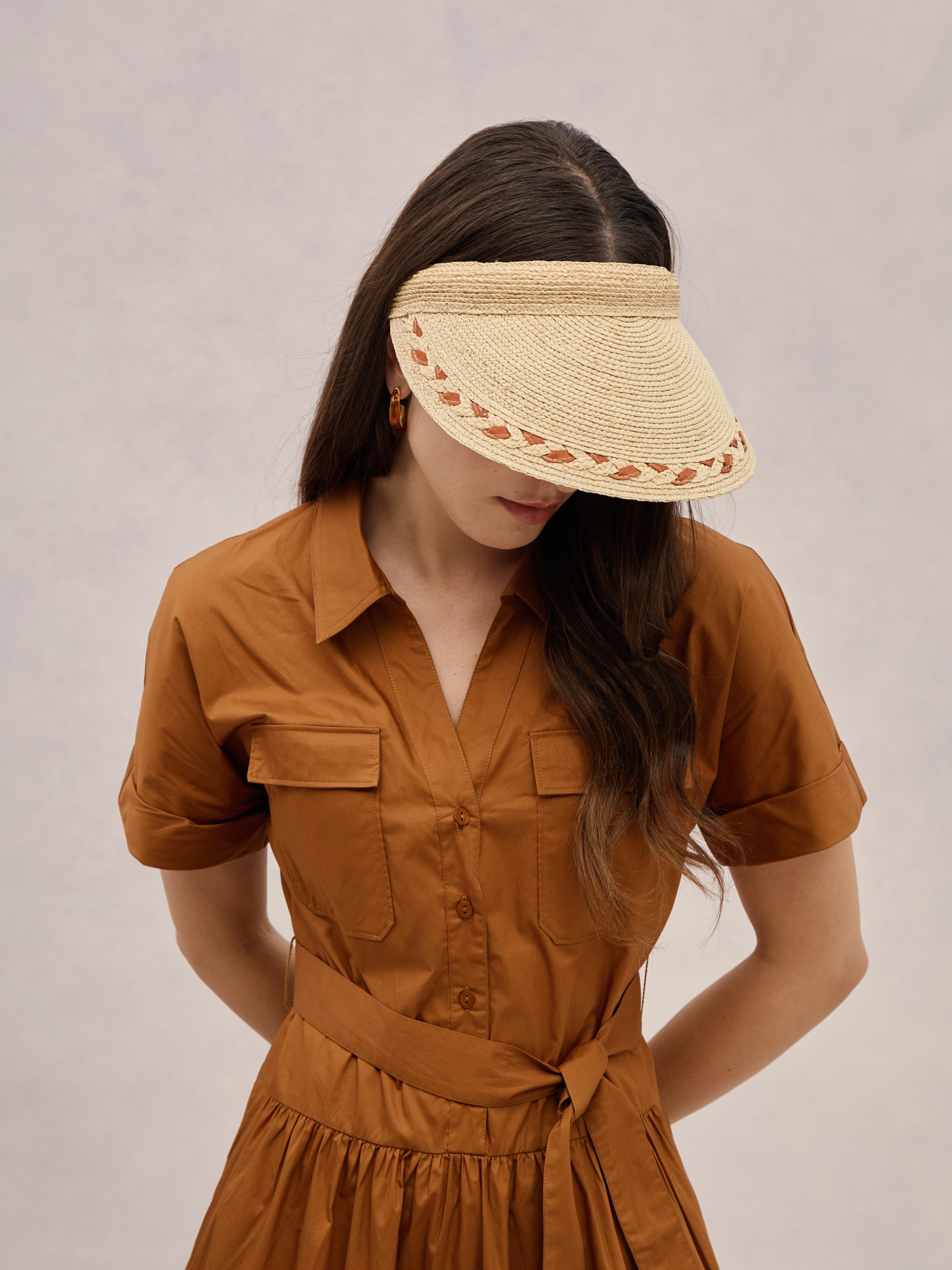 Malta by Club Hapuna — brownish Madagascar raffia visor hat