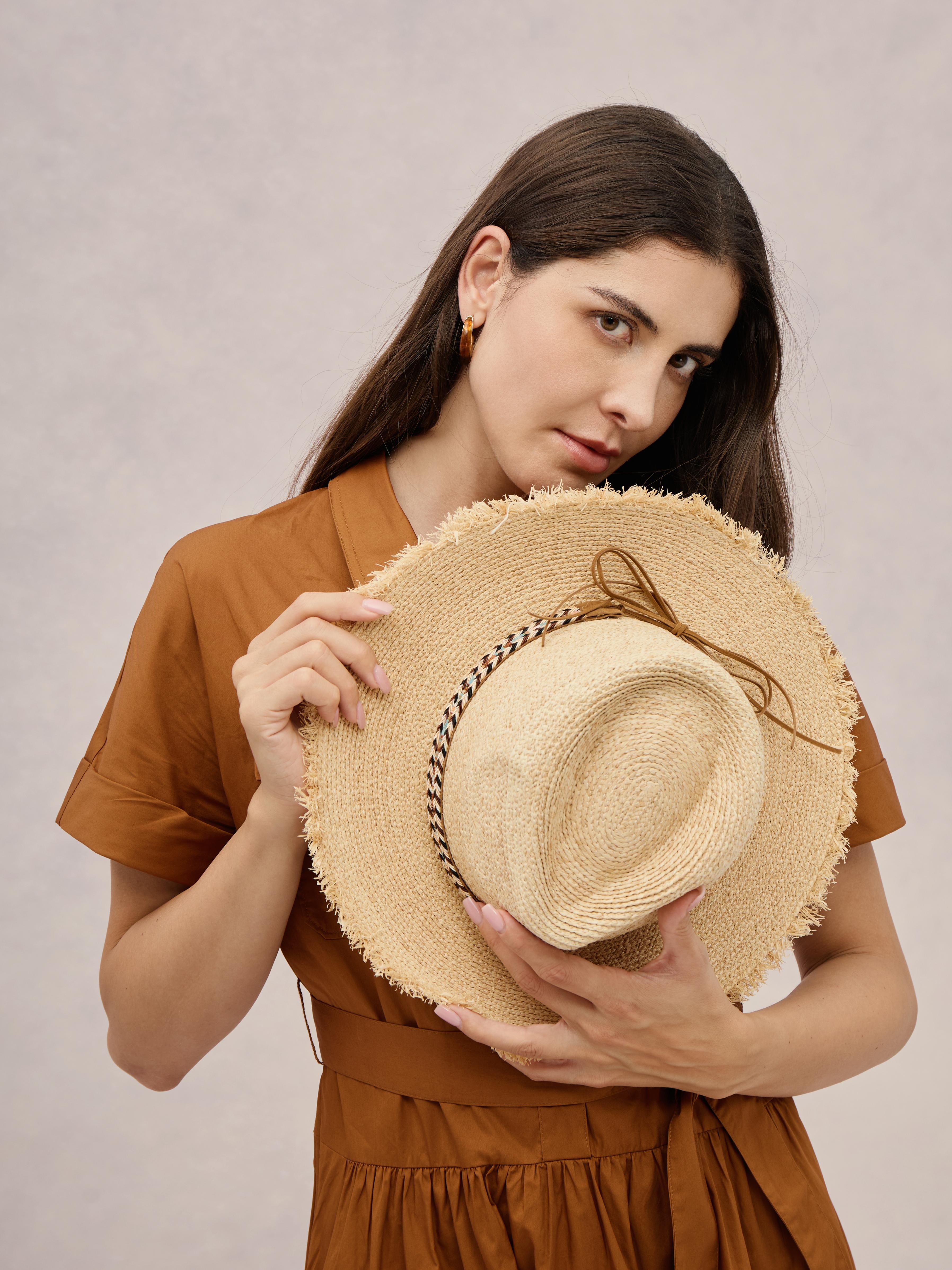 Chumbe raffia hat — braided band, frayed edge | Club Hapuna