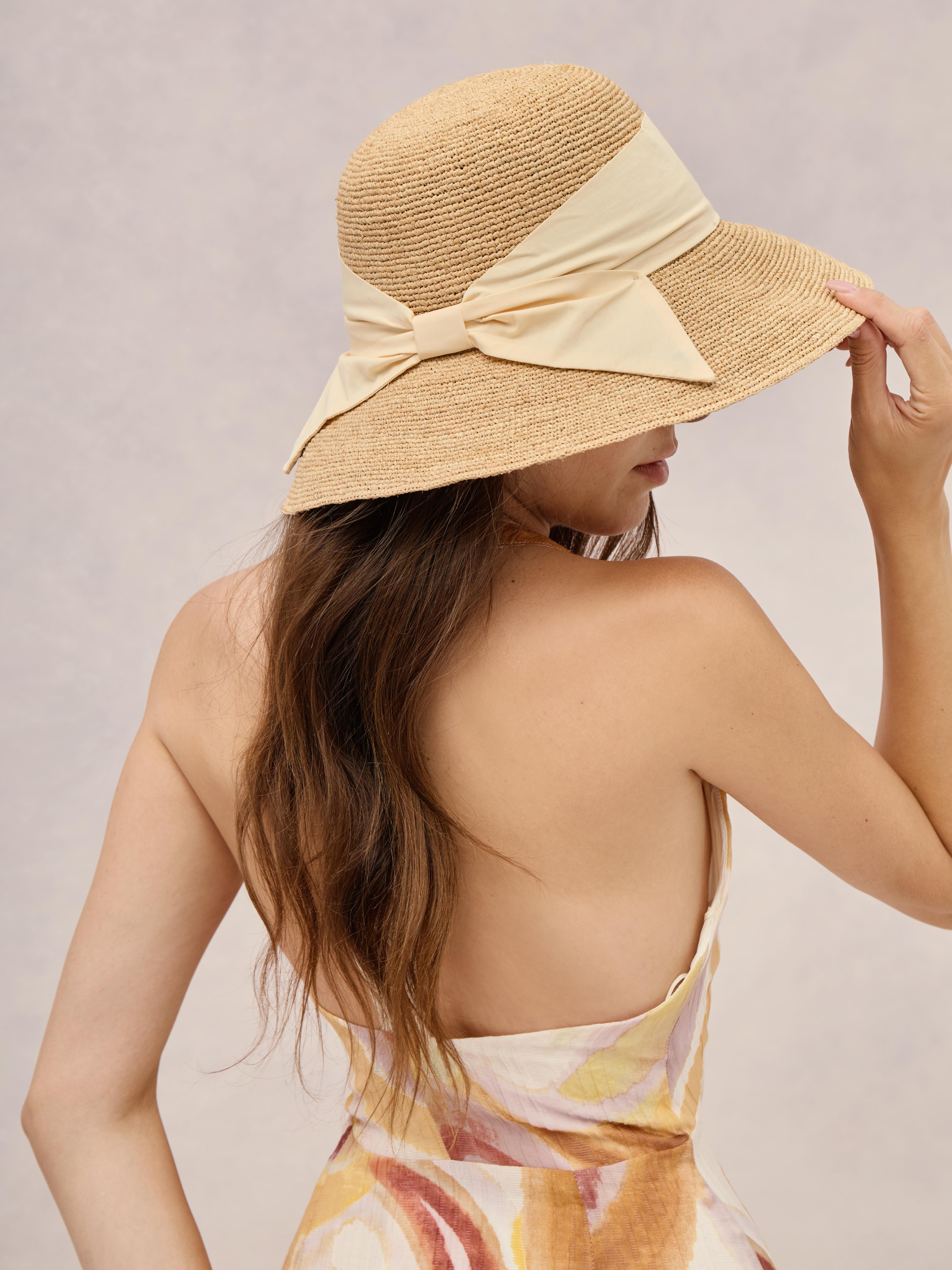 Handcrafted beige Madagascar raffia sun hat — Maya | Club Hapuna
