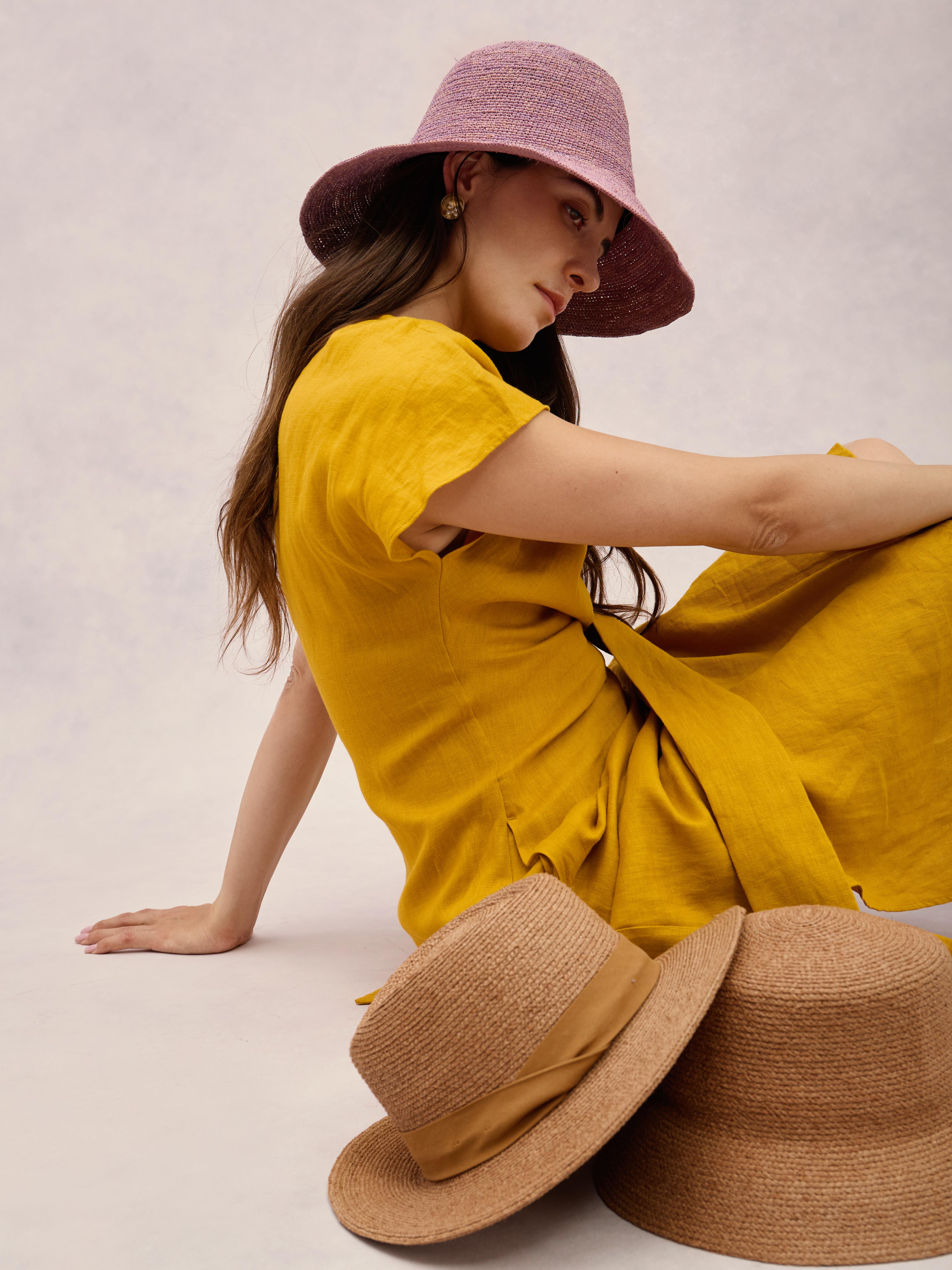 Handcrafted plum Madagascar raffia cloche — Azores | Club Hapuna