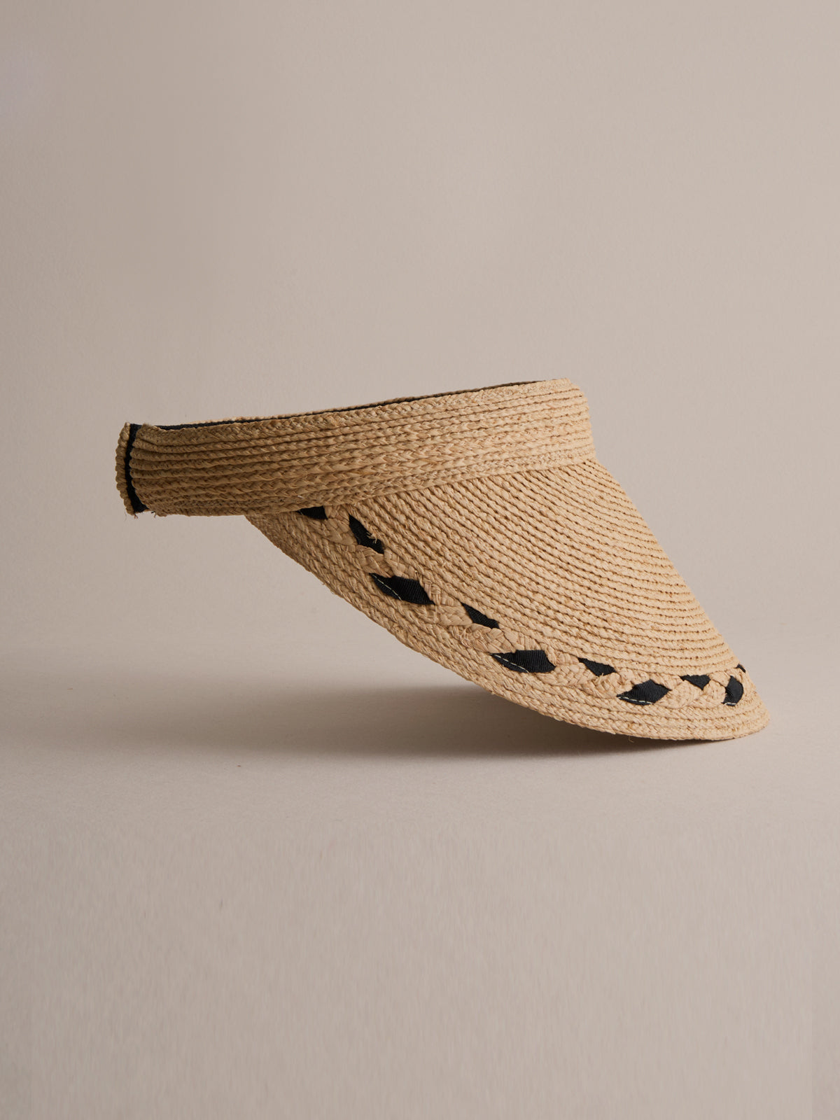 Madagascar raffia visor hat in black — Club Hapuna Malta resort