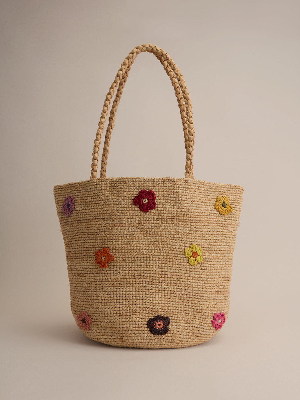 Flower Raffia Tote